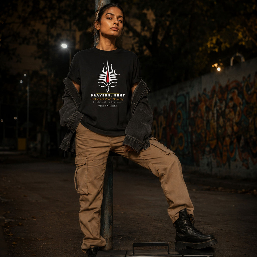 Bholenath Is Typing Shiva Prayers | Oversized T-Shirt | The Tamasha [hero:confident_standing]
