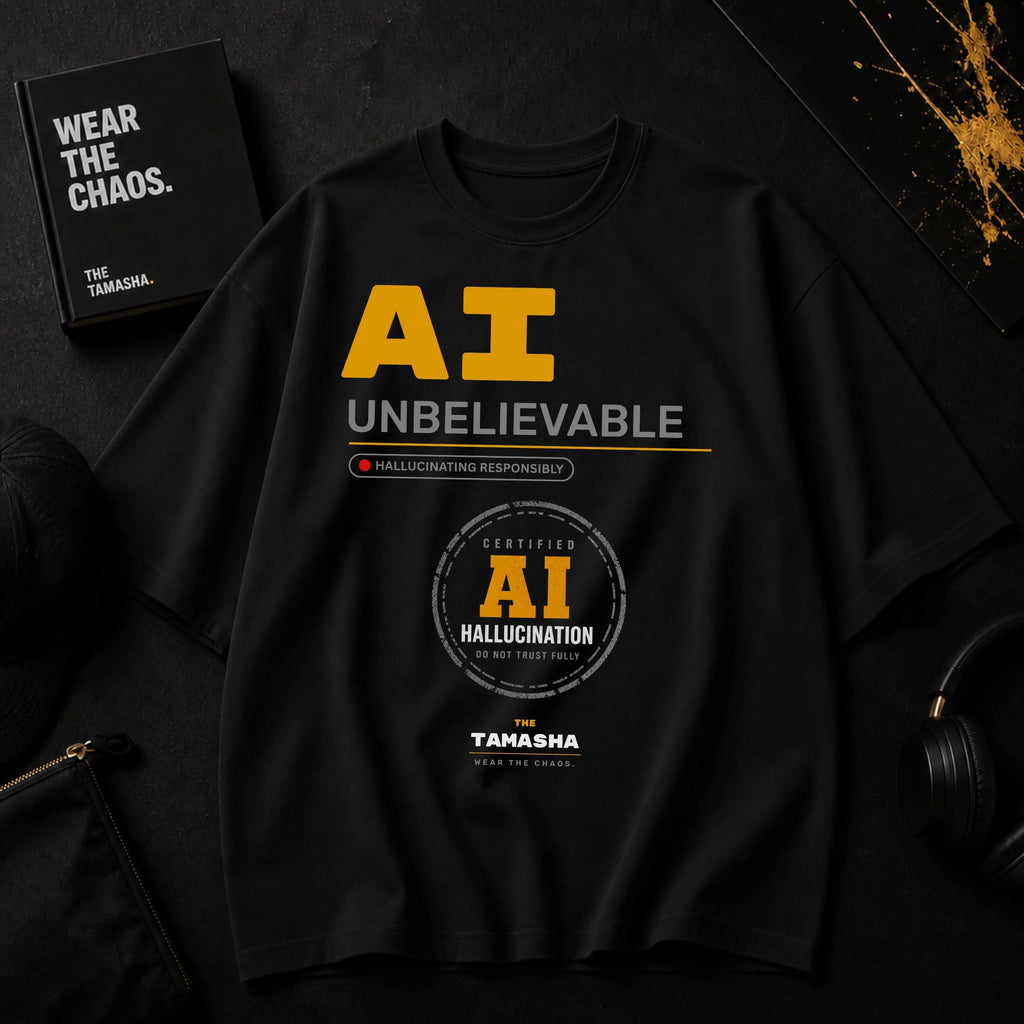 Results May Vary. Confidence Does Not. AI Hallucination. | Oversized T-Shirt.