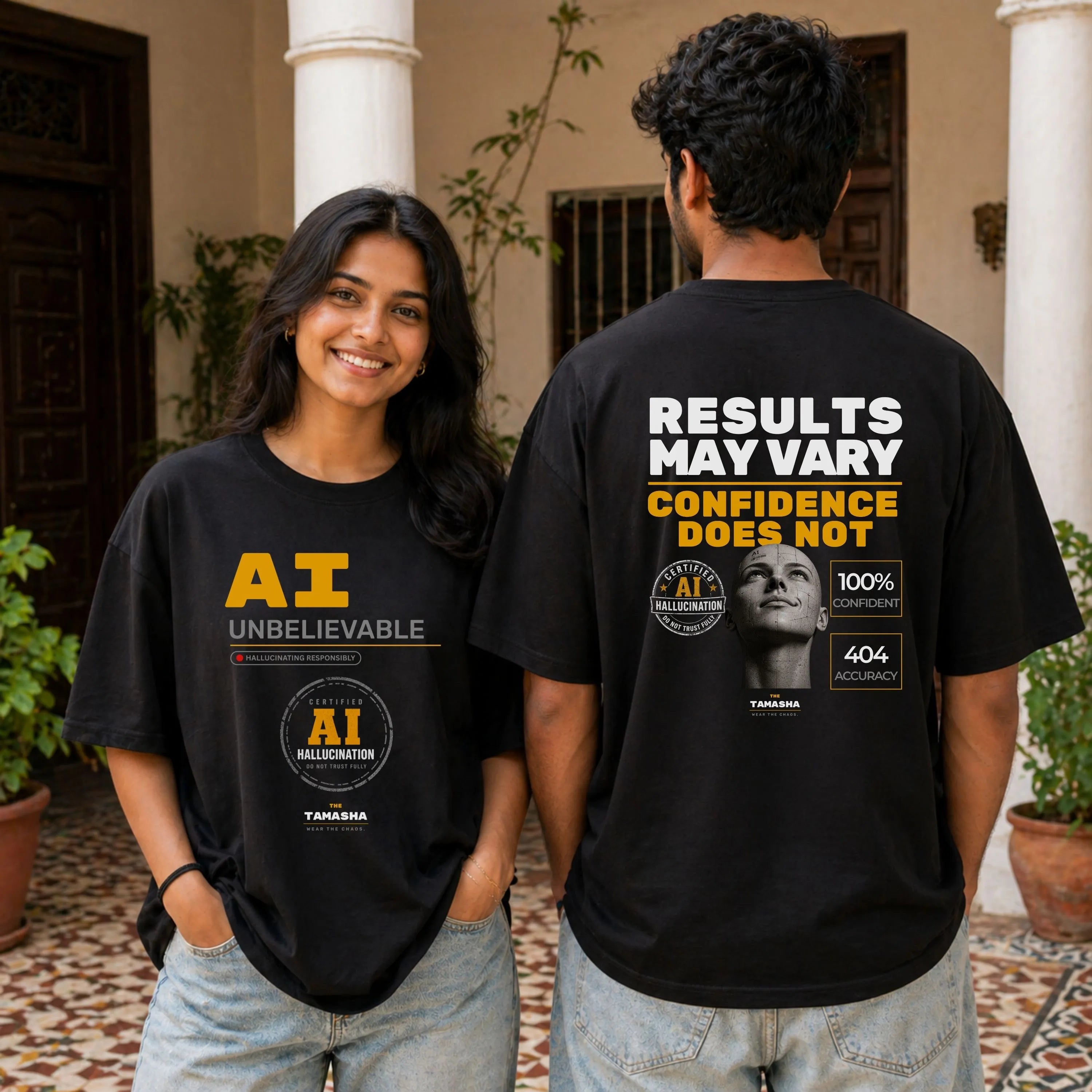 Results May Vary. Confidence Does Not. AI Hallucination. | Oversized T-Shirt.