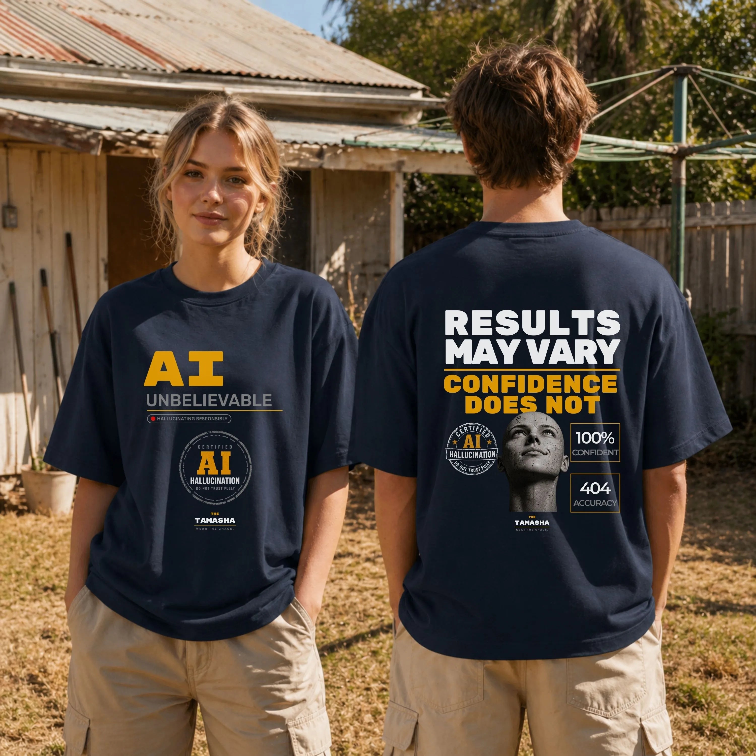 Results May Vary. Confidence Does Not. AI Hallucination. | Oversized T-Shirt.