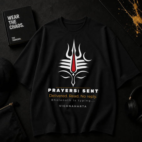 Bholenath Is Typing Shiva Prayers | Oversized T-Shirt | The Tamasha [hero:hero_flatlay]