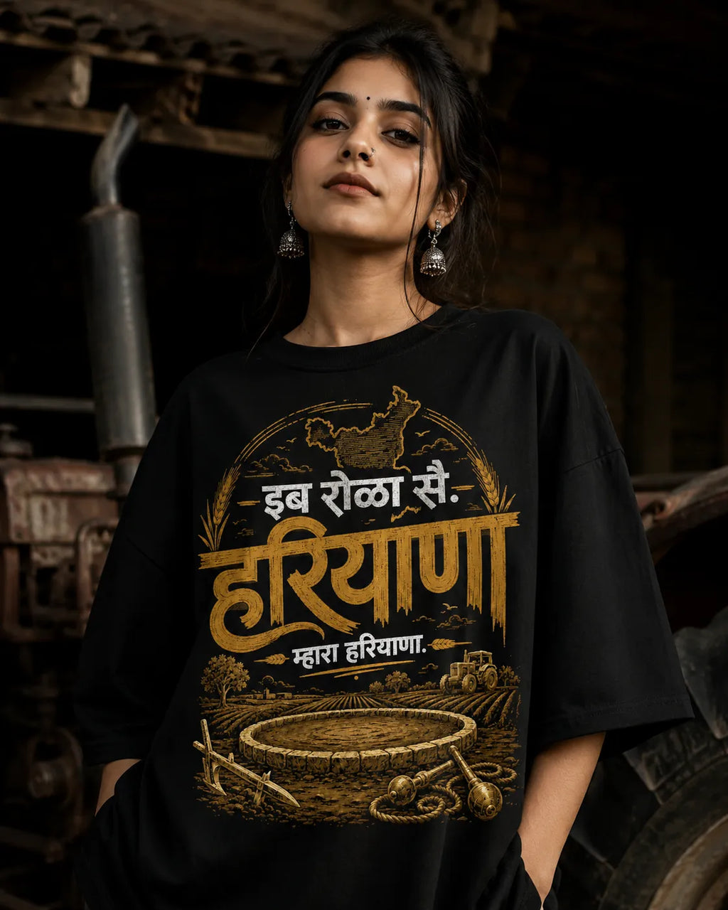 Rola Se . म्हारा Haryana | Oversized T-Shirt | The Tamasha [hero:ct_tractor]