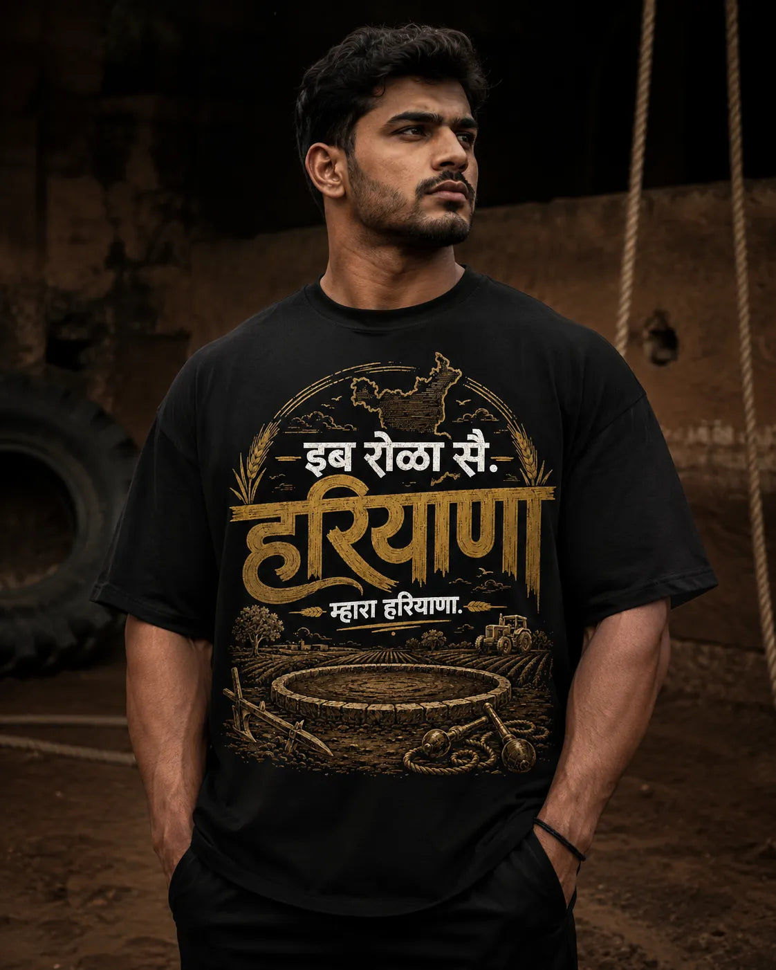 Rola Se . म्हारा Haryana | Oversized T-Shirt | The Tamasha [hero:man]