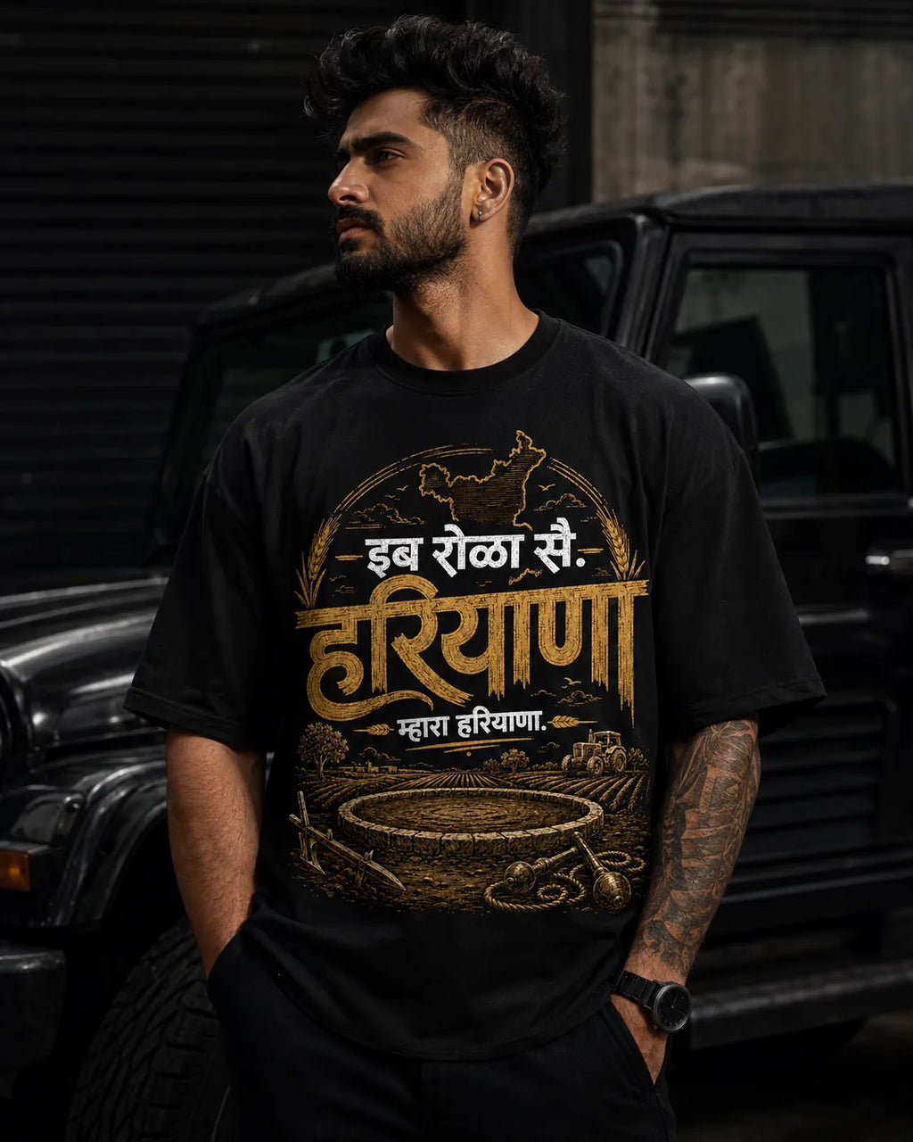 Rola Se . म्हारा Haryana | Oversized T-Shirt | The Tamasha [hero:man_car]