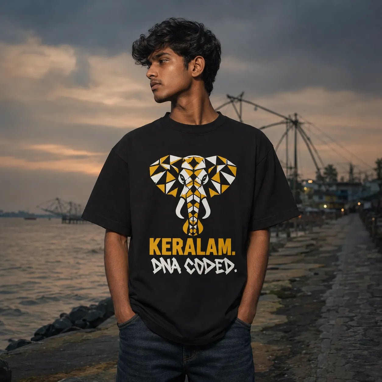 Keralam. DNA Coded. | Oversized T-Shirt | v-9hGh1CGPaVZW0sALNhchubTRrA3c83Gf | The Tamasha